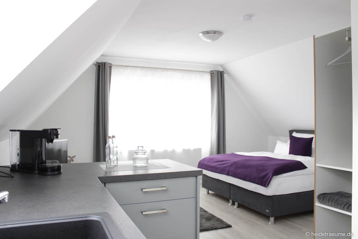 Schlafbereich Himmelsstürmer in den Heideträume Appartements in Undeloh