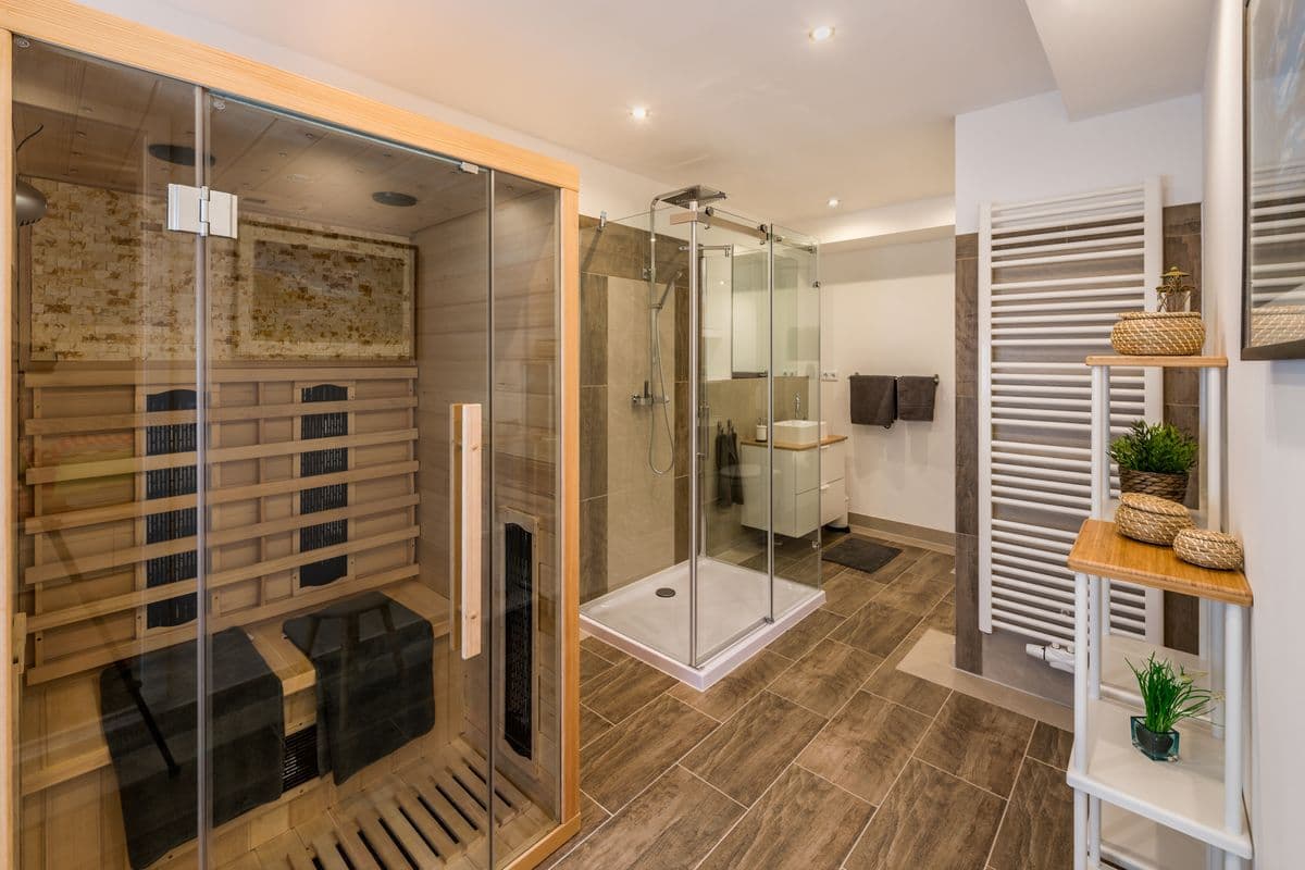 Badezimmer in der Ferienwohnung "An der alten Wassermühle" in Müden