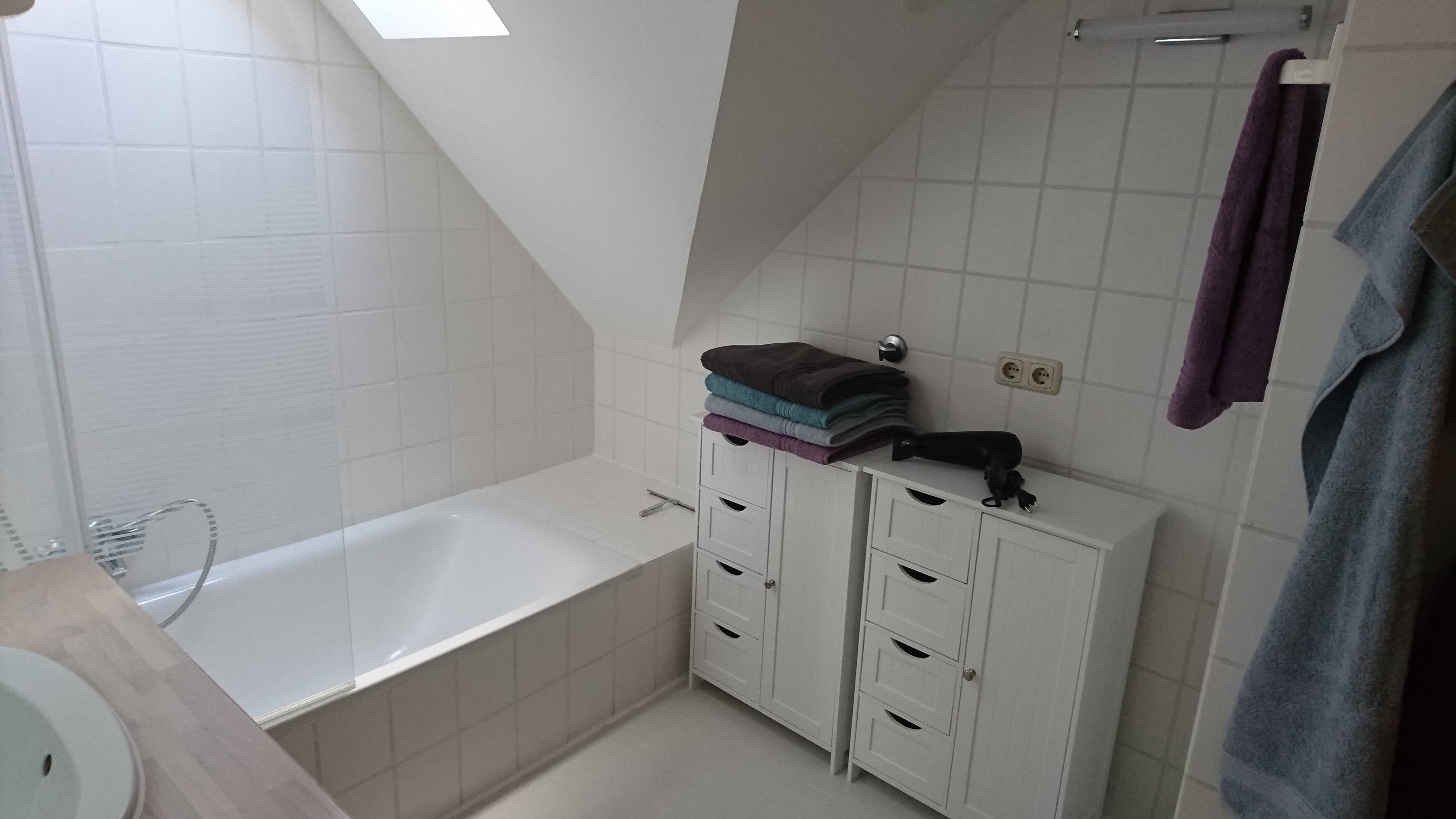 Badezimmer in der Ferienwohnung "Blick auf die Wallachherde" in Soltau