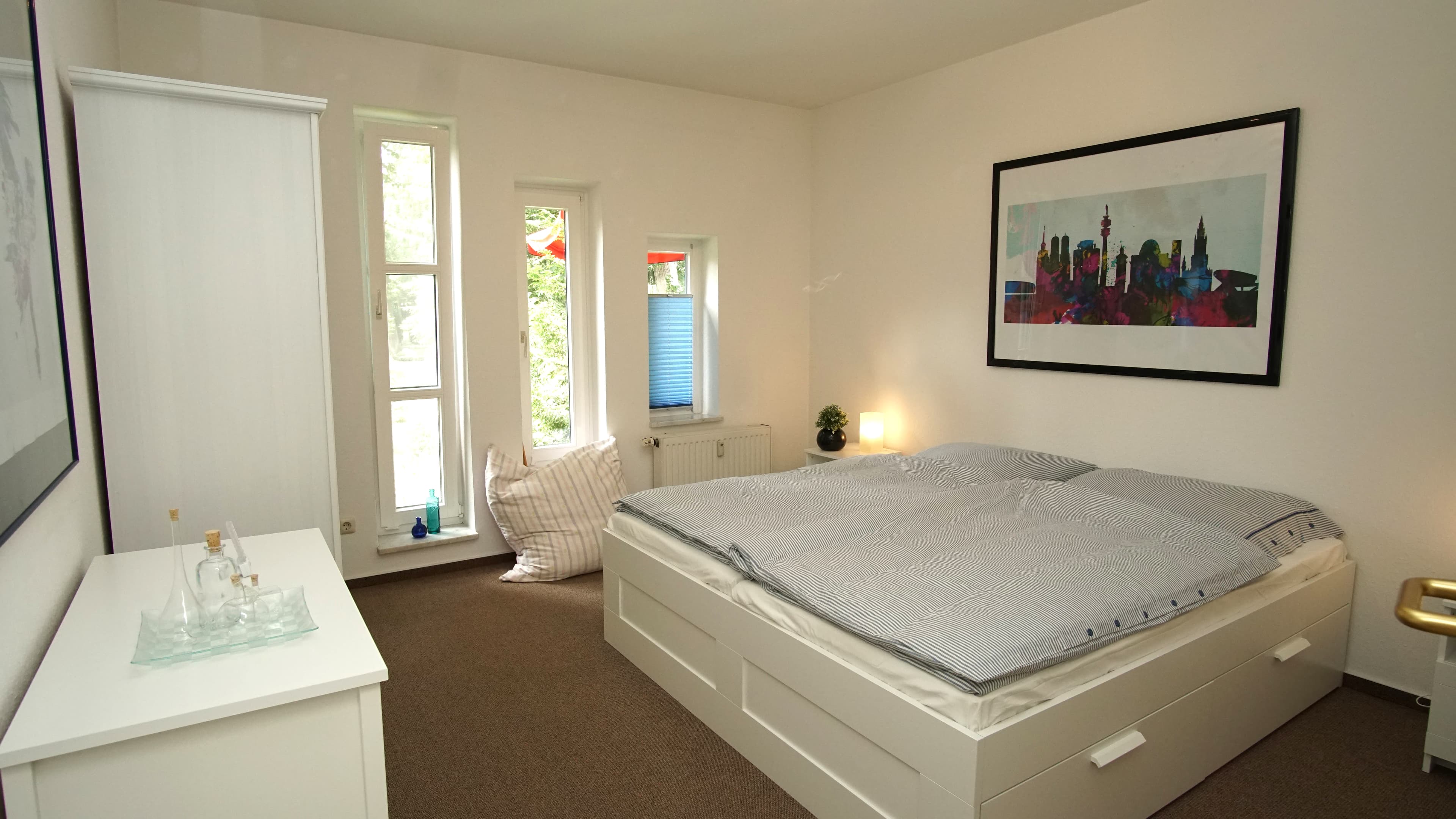 Schlafzimmer in der Modernen Ferienwohnung in der Innenstadt von Lüneburg