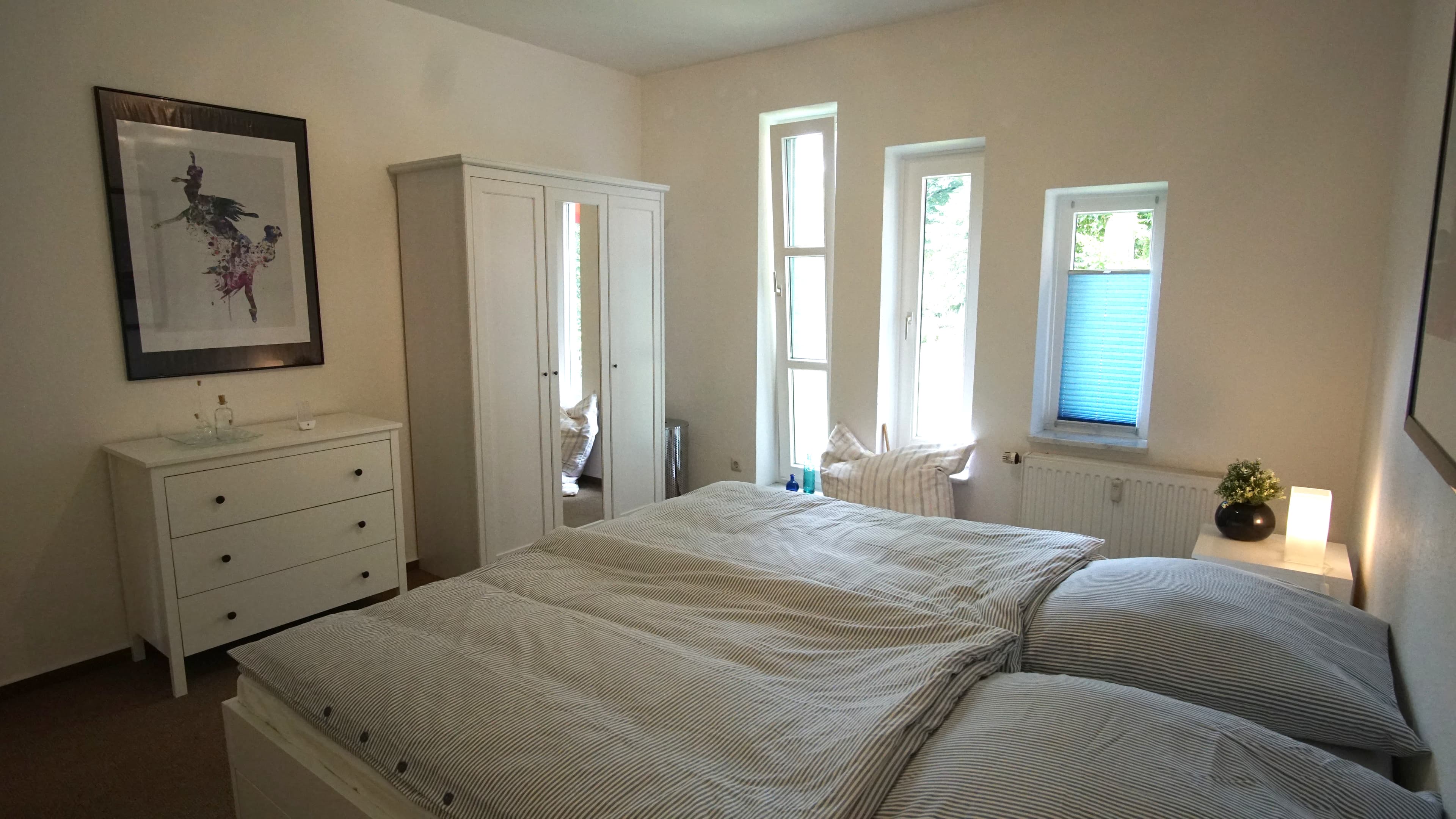 Schlafzimmer in der Modernen Ferienwohnung in der Innenstadt von Lüneburg
