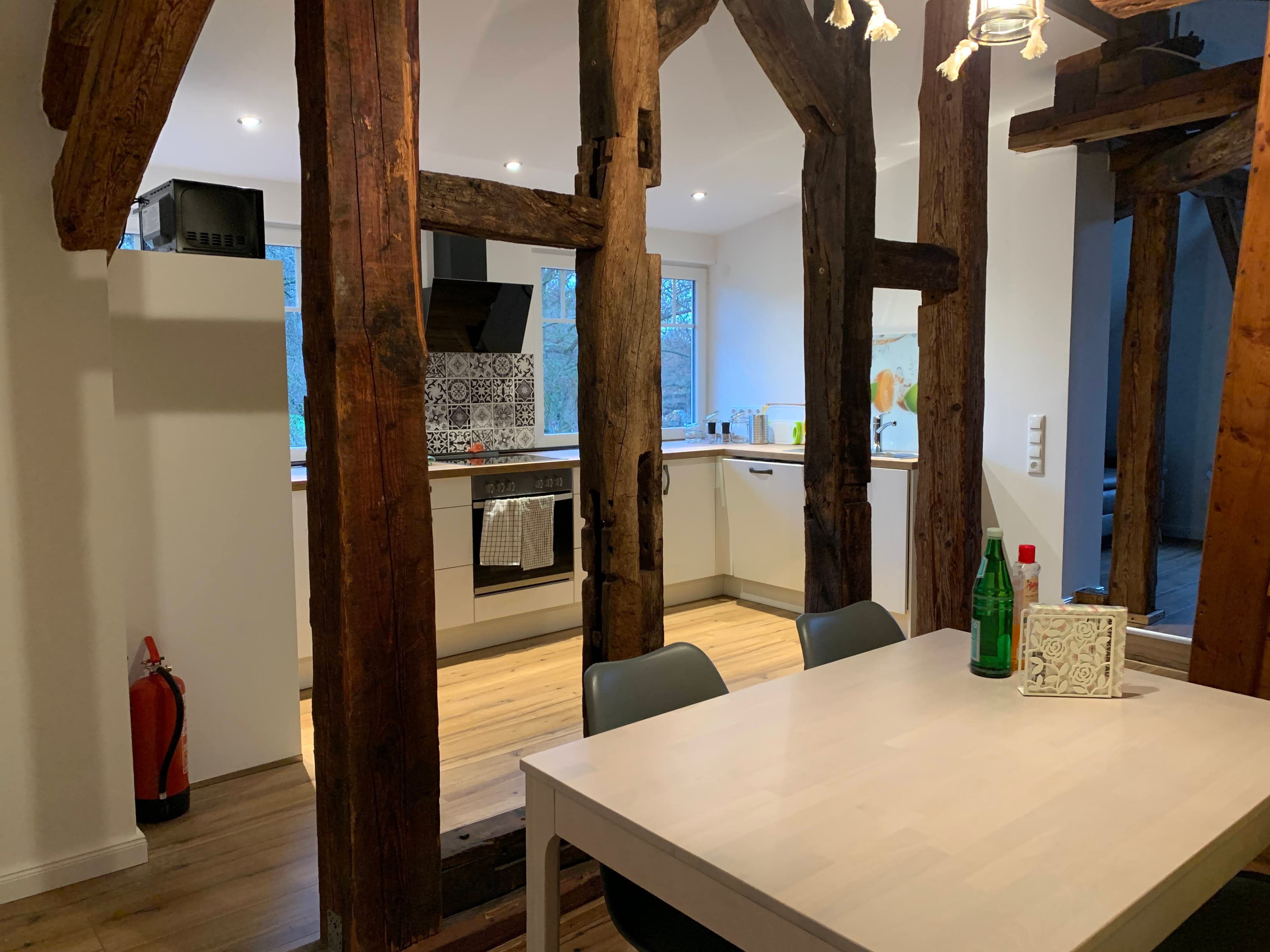 Küche in der Ferienwohnung Wassermühle in Eschede