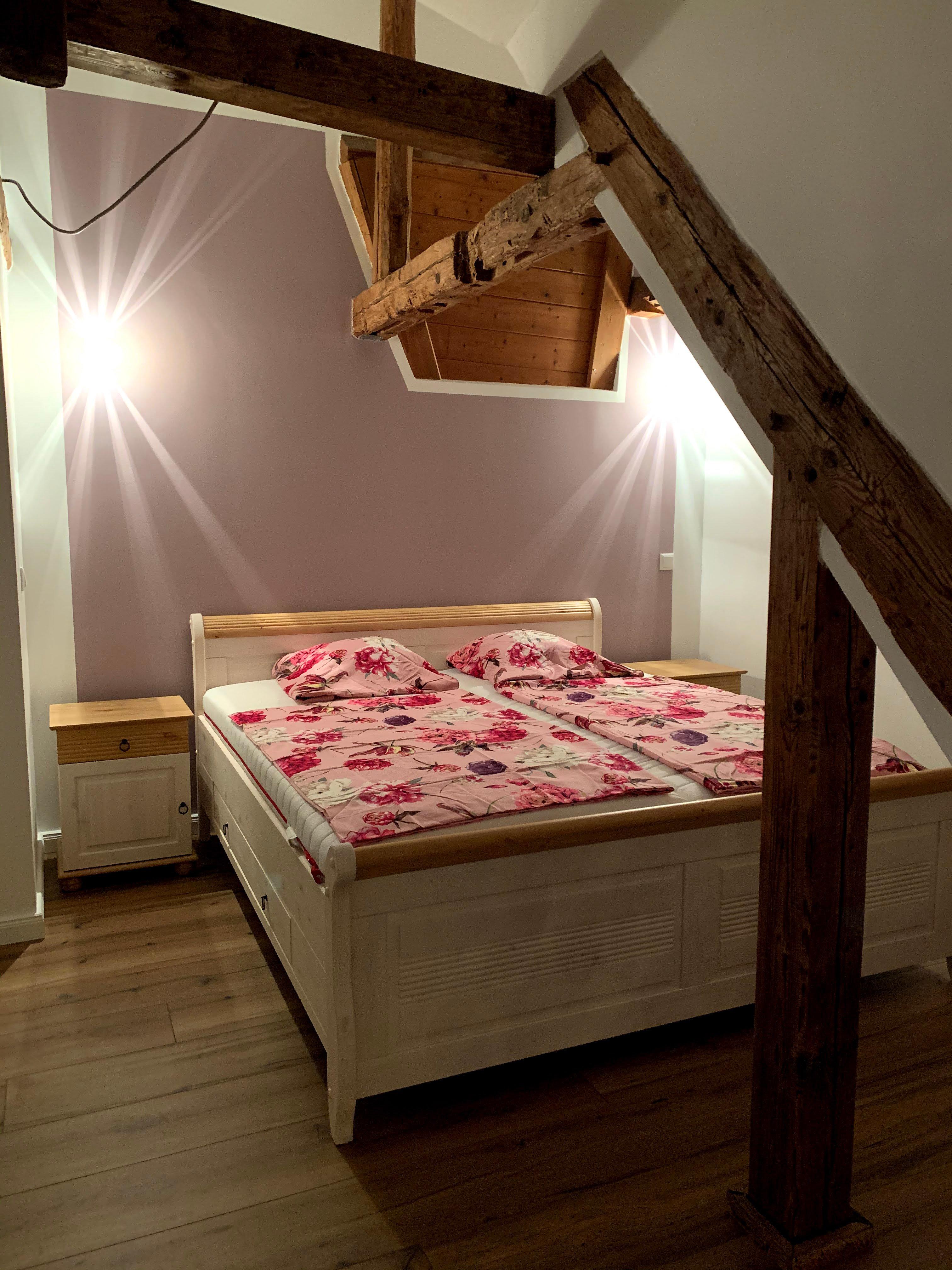 Schlafzimmer in der Ferienwohnung Wassermühle in Eschede