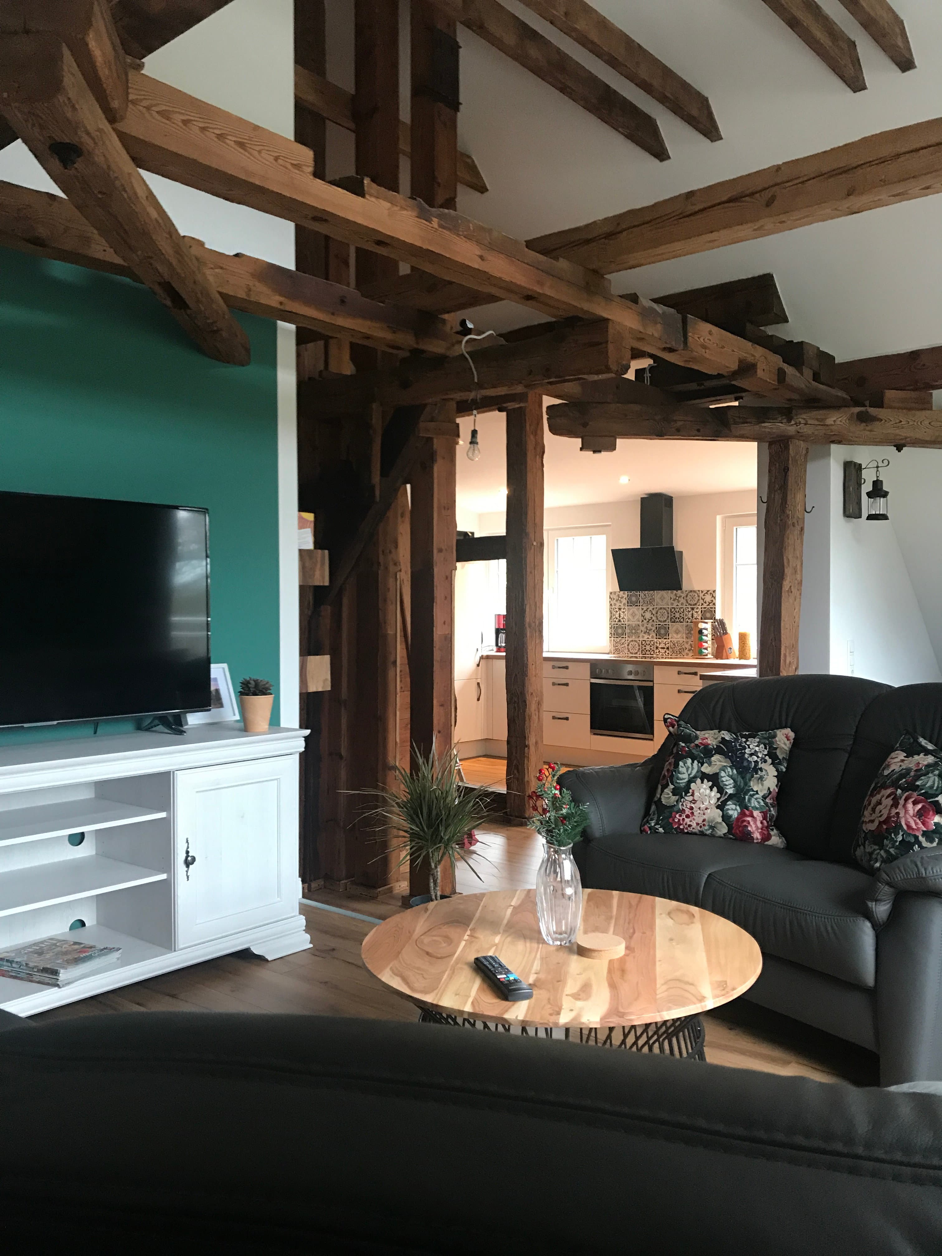 Wohnbereich in der Ferienwohnung Wassermühle in Eschede