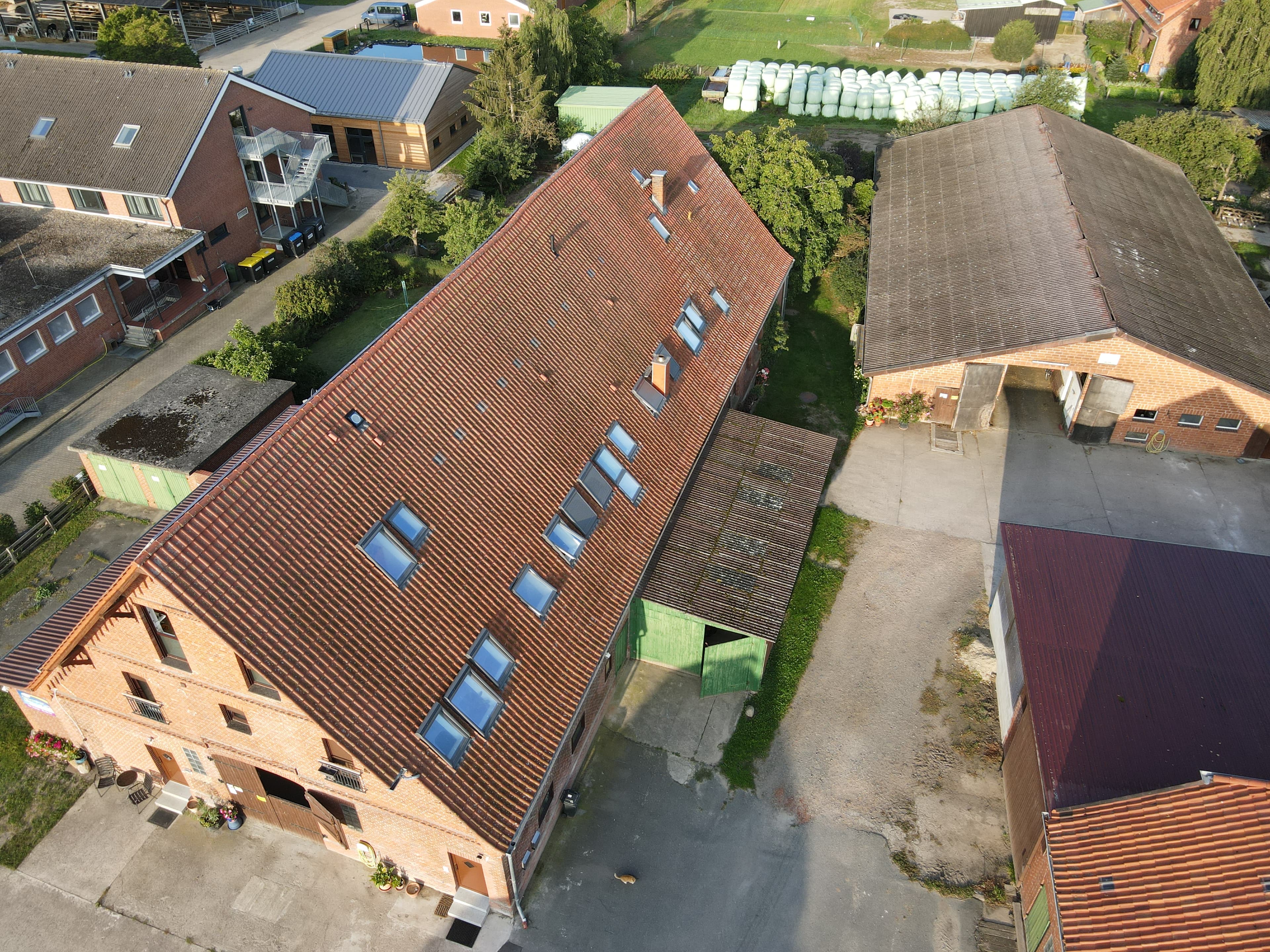 Außenansicht des Gästezimmer Hencke in Echem aus der Vogelperspektive