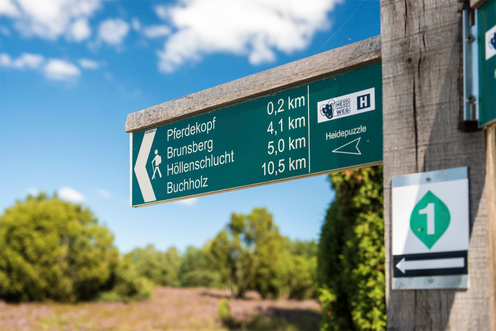 Wandern auf dem Heidschnuckenweg Beschilderung