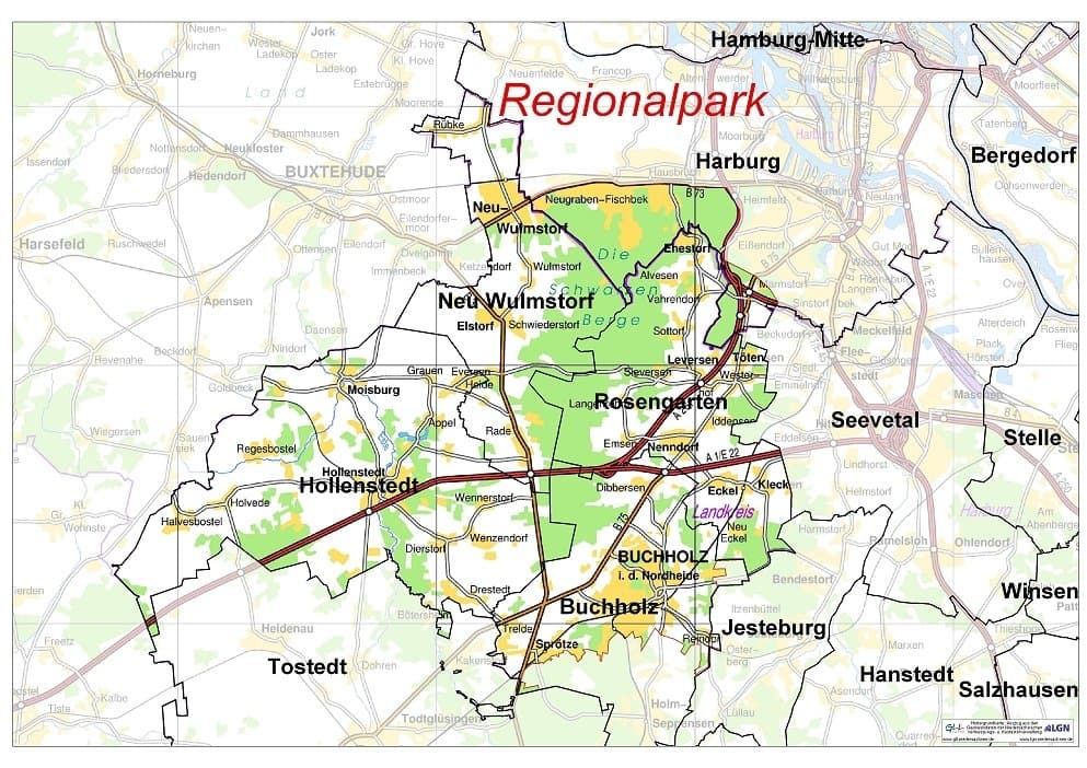 Übersichtskarte vom Regionalpark Rosengarten