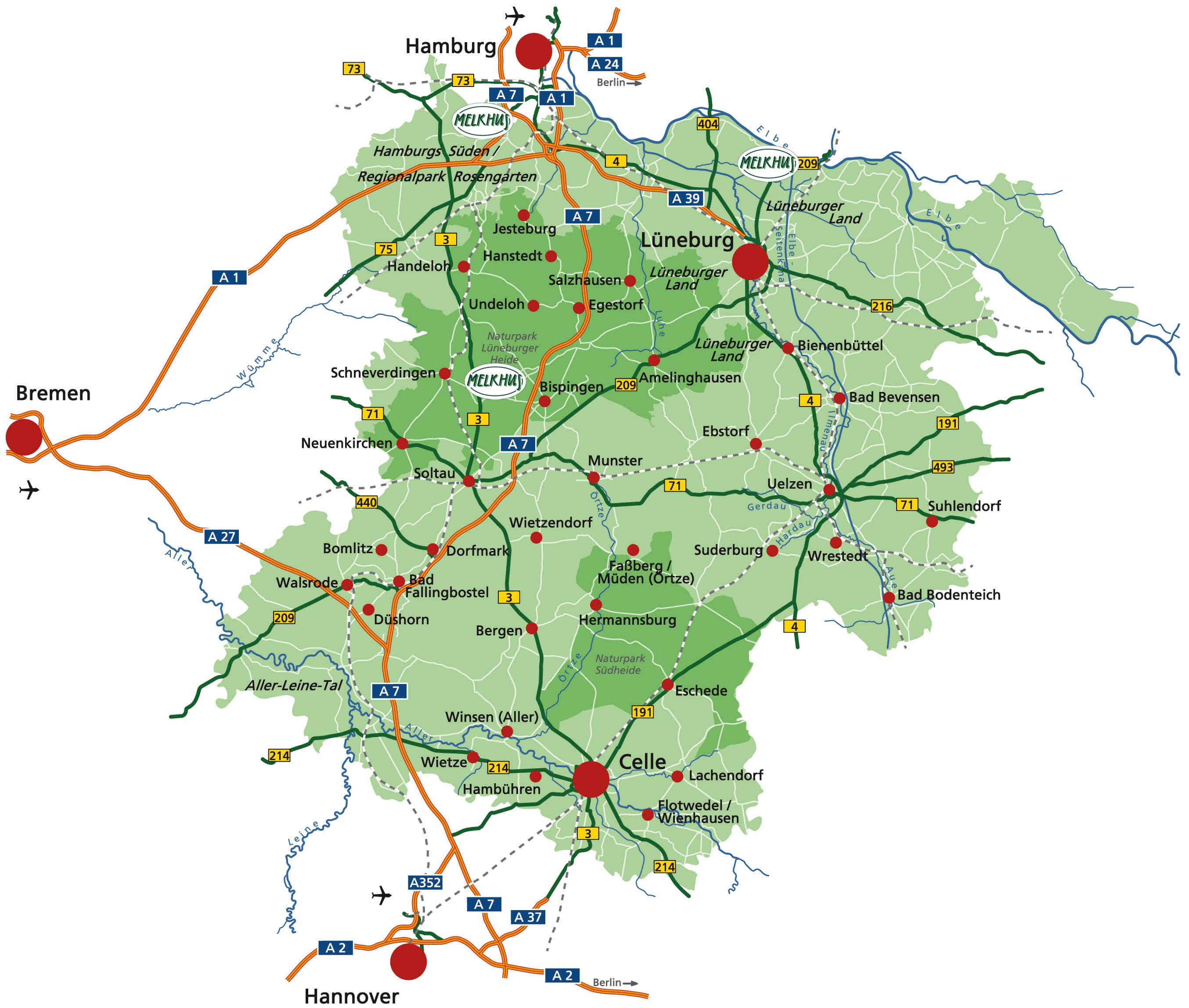 Übersicht Melkhüs Lüneburger Heide