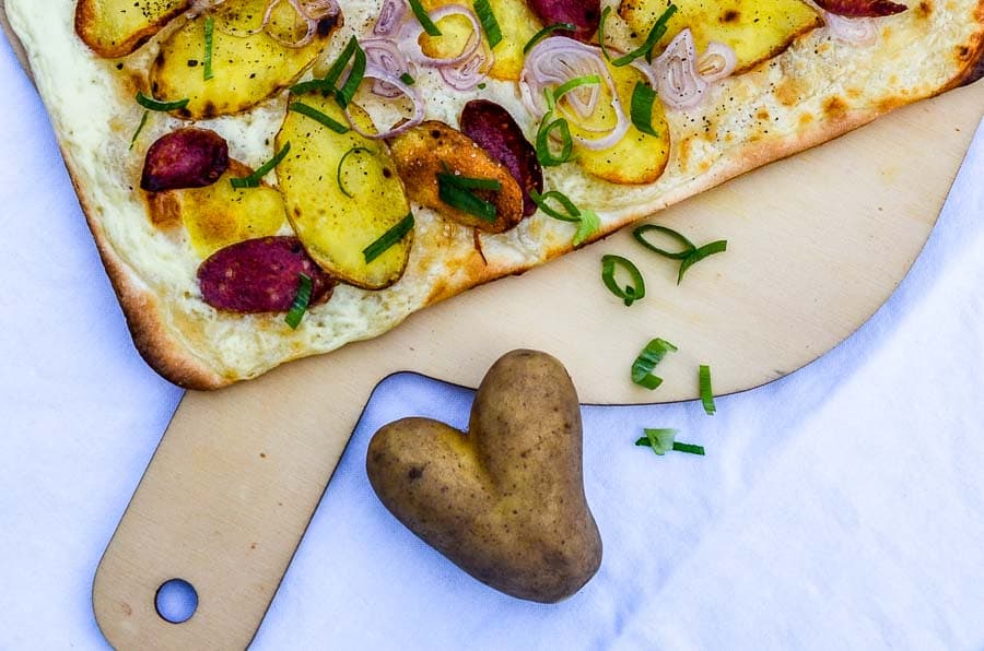 Rezept für Flammkuchen mit Heidekartoffeln