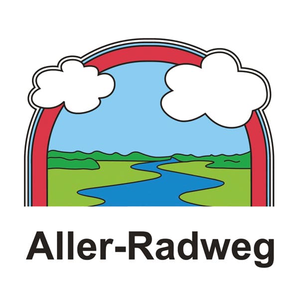 Rad fahren entlang des flusses aller, beschildert mit diesem logo