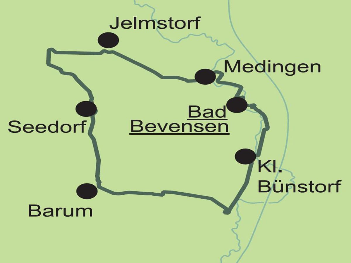 Verlauf der Radtour Heide und mehr ab Bad Bevensen inder ADFC-Region Uelzen