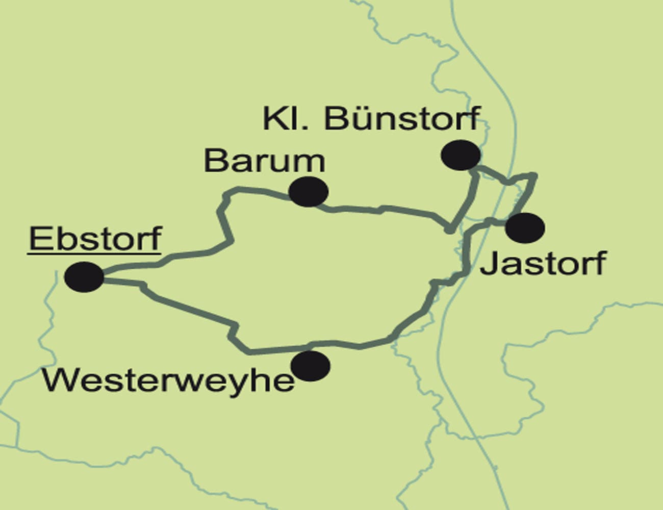 Übersichtskarte Sonntagstour in der ADFC-RadReiseRegion Uelzen in der Lüneburger Heide
