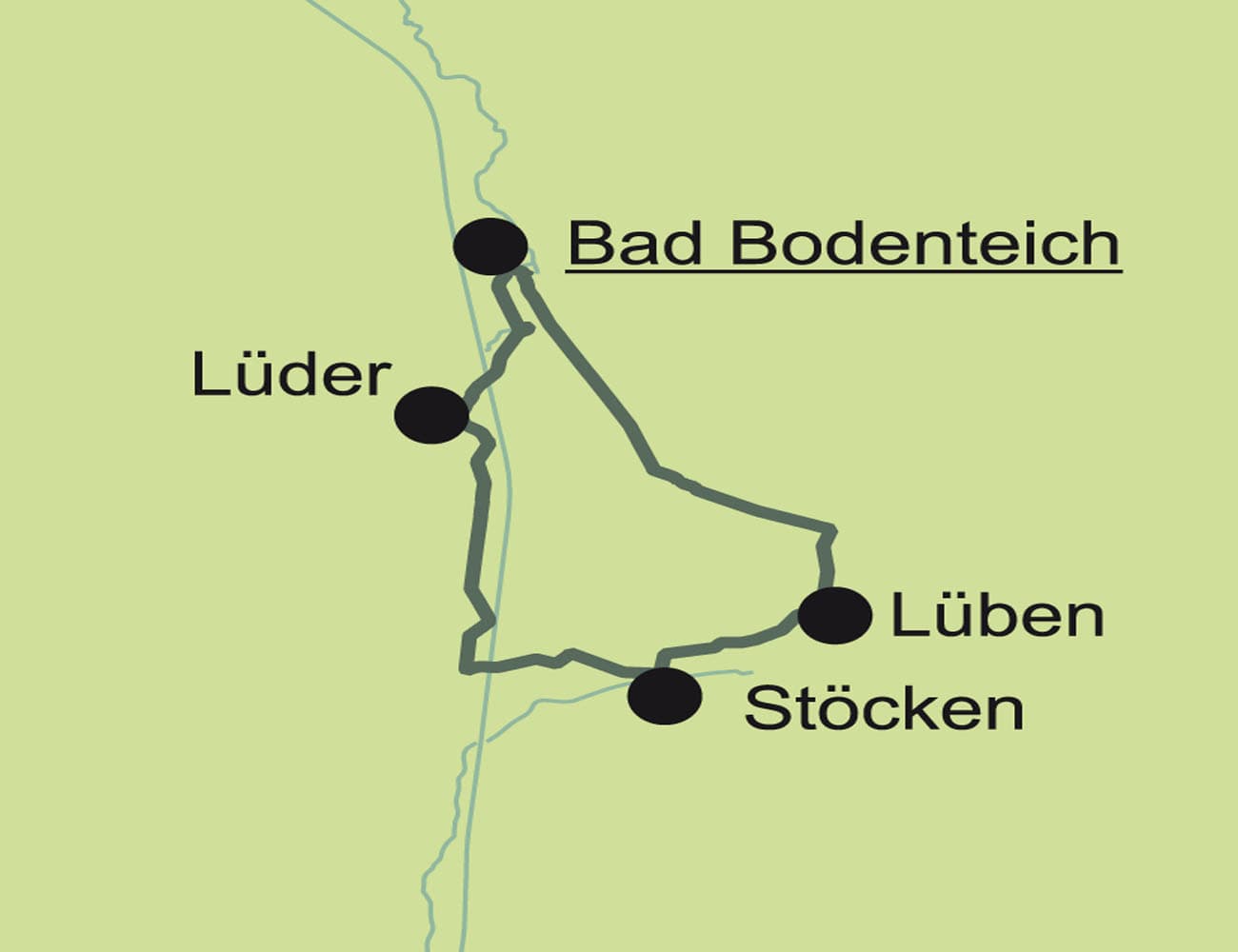 Übersichtskarte "Rundlinge und Riese" in der ADFC-RadReiseRegion Uelzen in der Lüneburger Heide