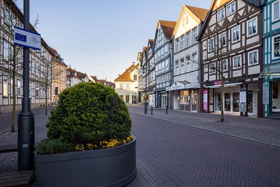 Die Uelzener Innenstadt im Sonnenaufgang