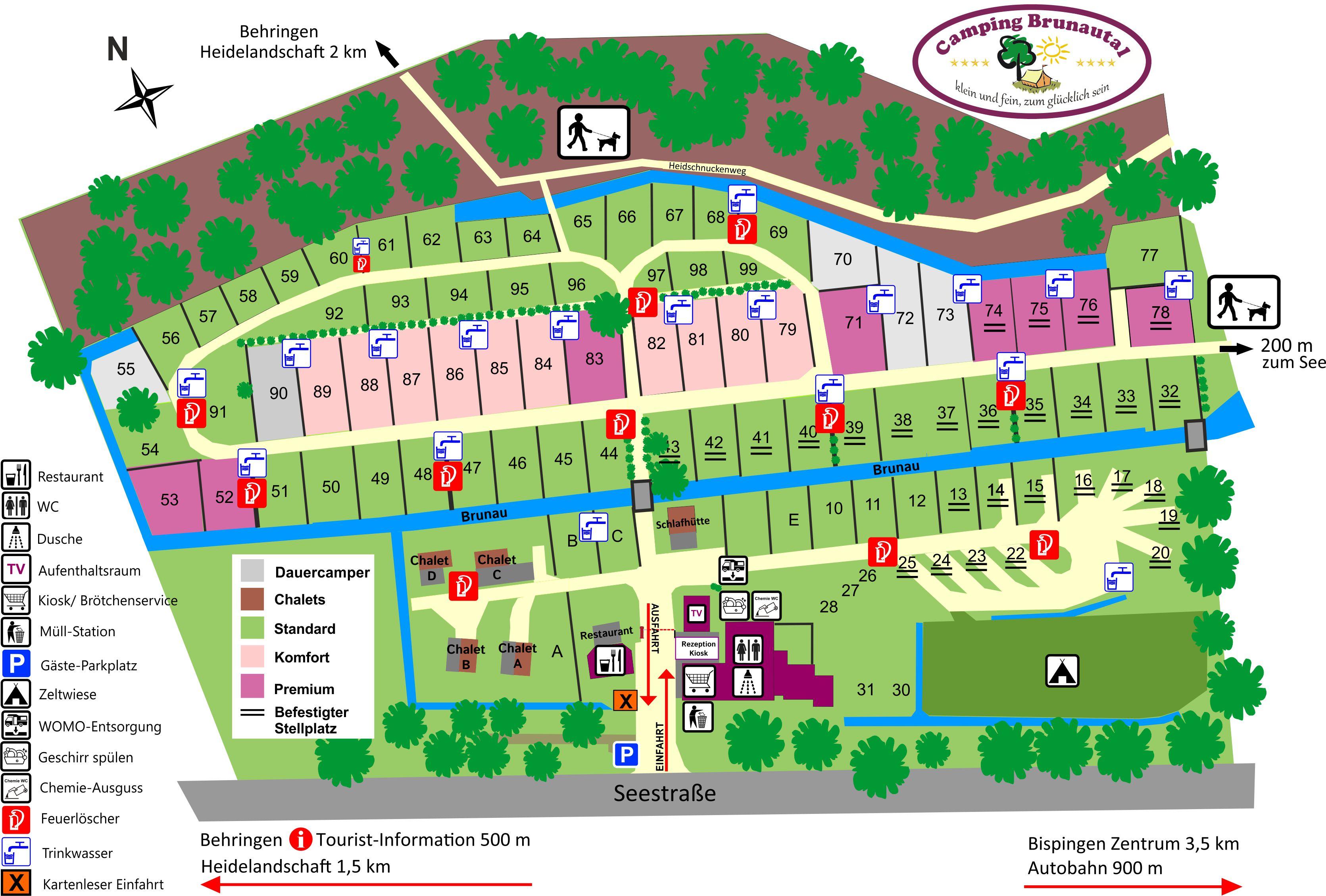 Platzplan des Ferienparks Brunautal in Bispingen