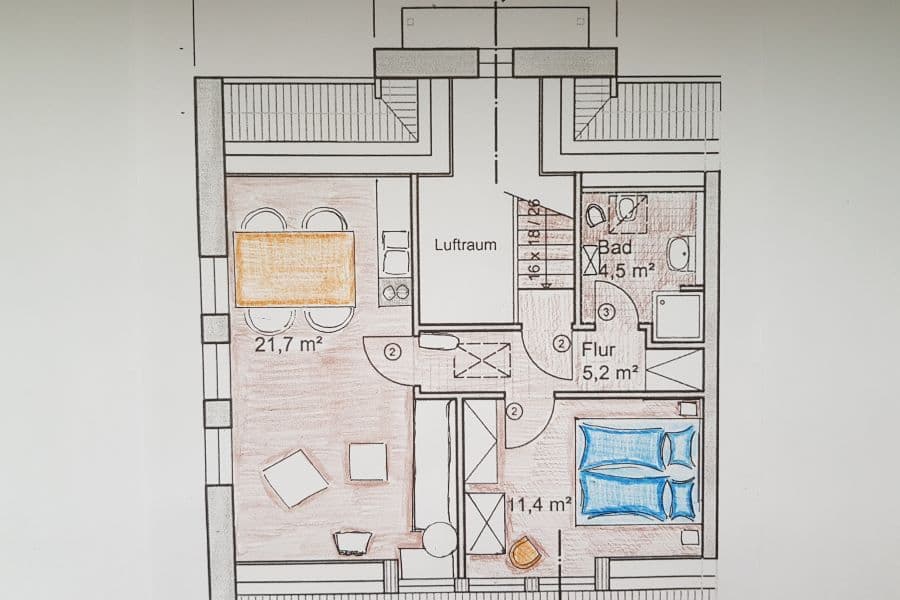Grundriss OG des Ferienhauses Bendestorf