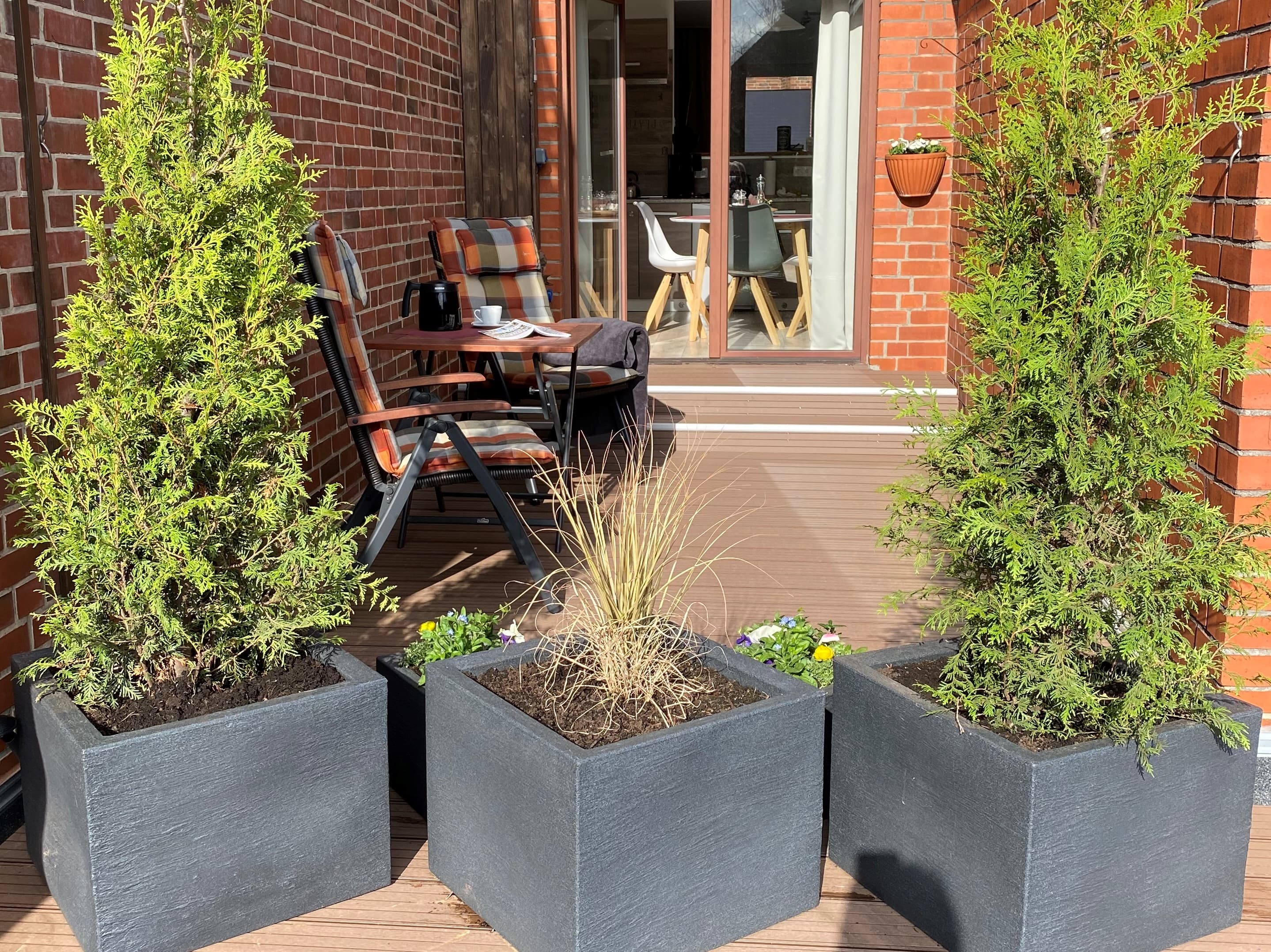 Ferienwohnung Zerbe Dachterrasse mit Zugang in die Wohnküche.