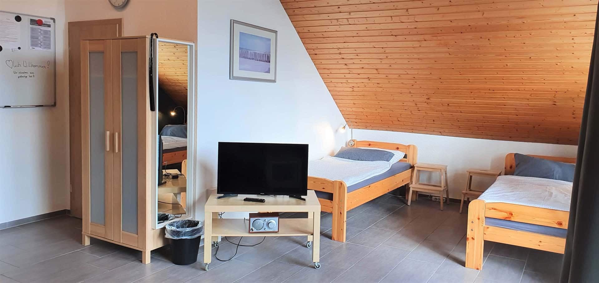 Schlafbereich in dem Appartement Seeve im Ferienquartier Hamburg im Seevetal