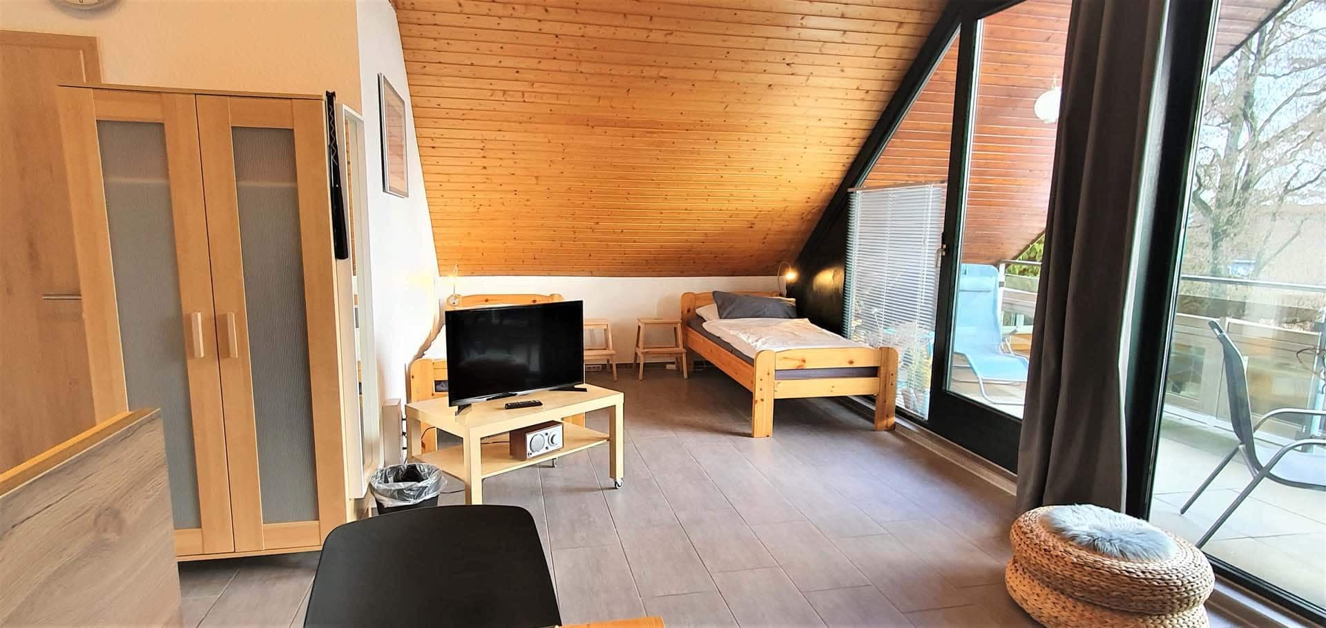 Schlafbereich in dem Appartement Seeve im Ferienquartier Hamburg im Seevetal
