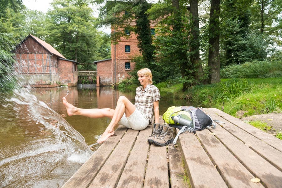 wasser, steg, nass, menschen, pause