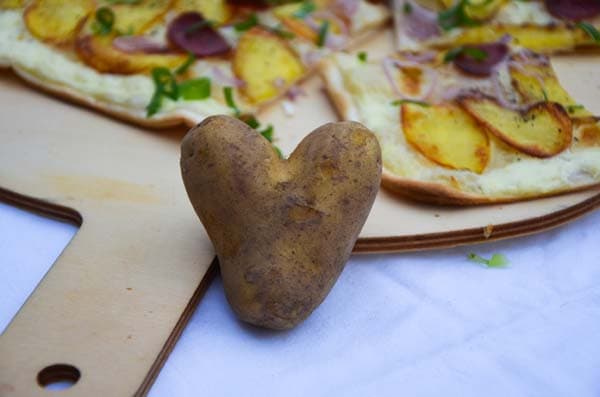 Kartoffel in Herzform, Flammkuchen