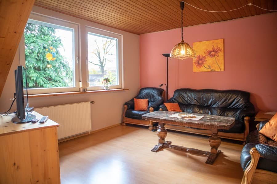 Wohnzimmer der Ferienwohnung im Obergeschoss auf Hof Marwedel