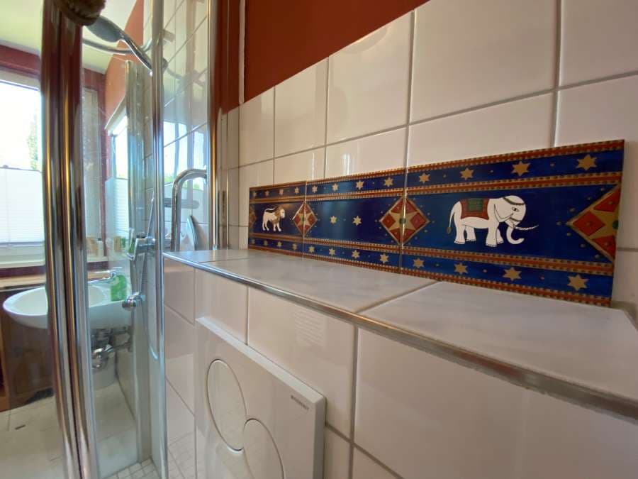 Badezimmer in der Ferienwohnung Heide-Tukkul in Hermannsburg